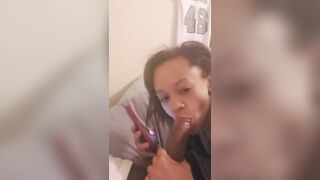 Cheating Ebony Sucking BBC While On The Phone With  Boyfriend