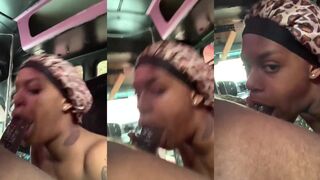Sloppy Ebony Head Inside Party Bus