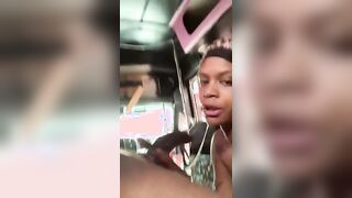 Sloppy Ebony Head Inside Party Bus