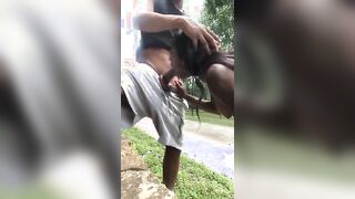 BBC Blowjob Outdoors