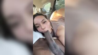 Sucking BBC in Car Backseat