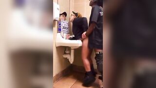 Petite Ebony Teen Taking Backshots At Work