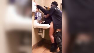 Petite Ebony Teen Taking Backshots At Work