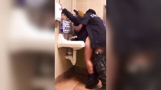 Petite Ebony Teen Taking Backshots At Work